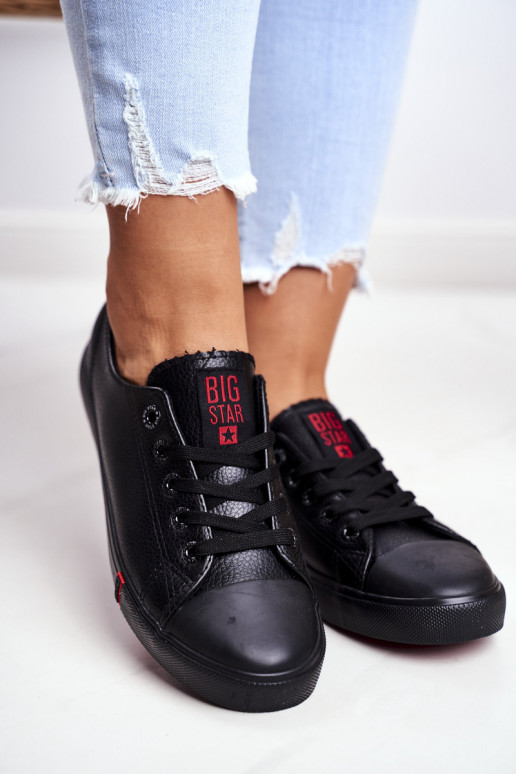 Baskets en cuir pour femme Big Star GG274007 couleur noire