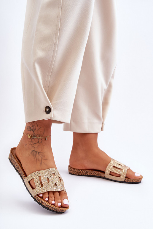 Féminin Chaussons Décoré Goujons beige Evelins