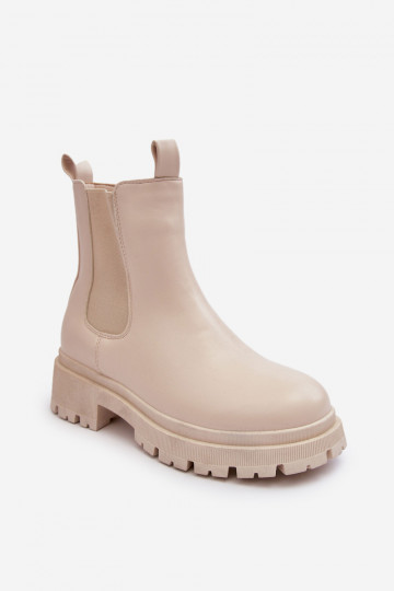 Peau bottes élégantes avec fermetures éclair beige Pitrese
