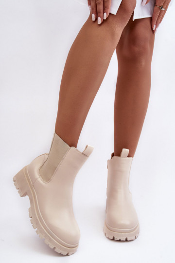 Peau bottes élégantes avec fermetures éclair beige Pitrese 2