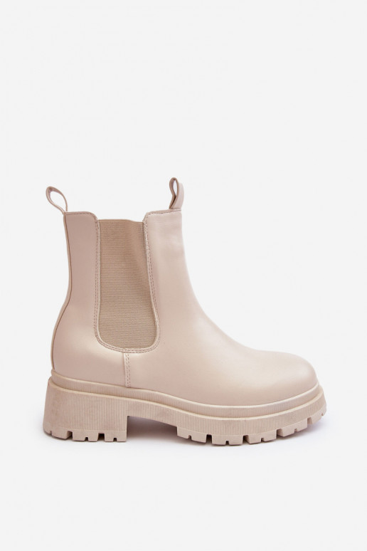 Peau bottes élégantes avec fermetures éclair beige Pitrese