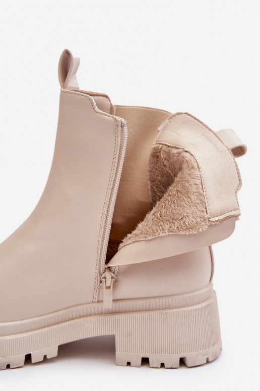 Peau bottes élégantes avec fermetures éclair beige Pitrese