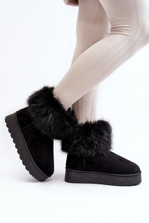 Féminin Bottes de neige avec une plateforme avec un manteau de fourrure couleur noire Il fautncy