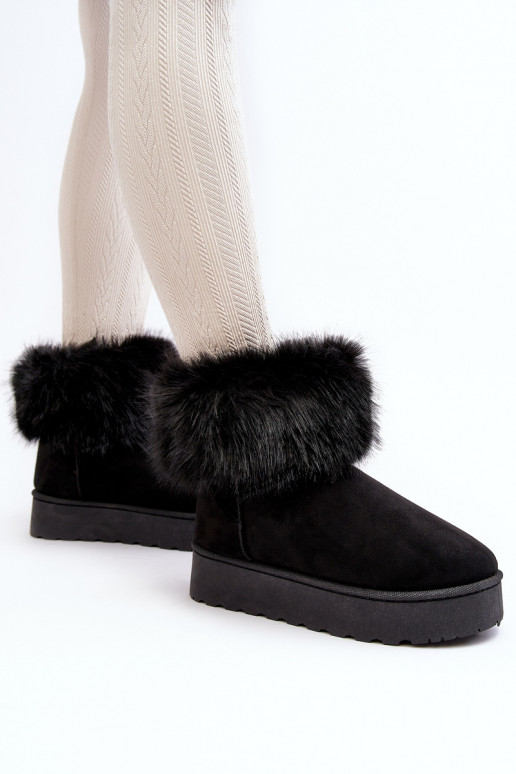Féminin Bottes de neige avec une plateforme avec un manteau de fourrure couleur noire Il fautncy