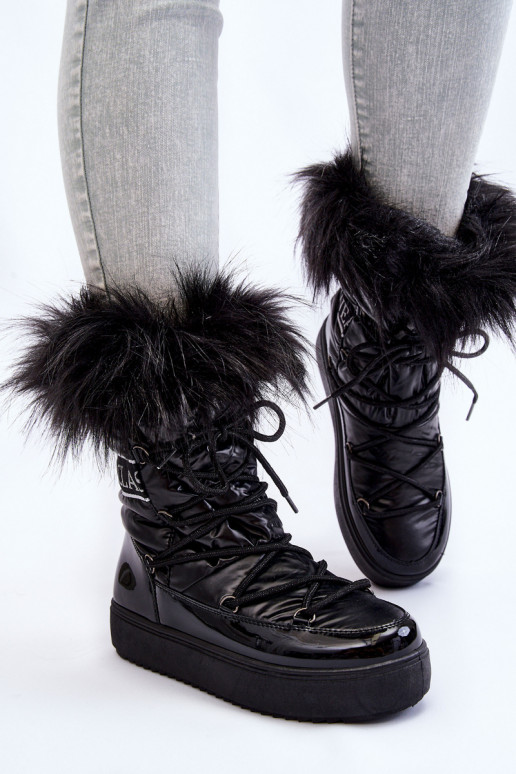 Féminin Bottes de neige avec des lacets couleur noire Santero