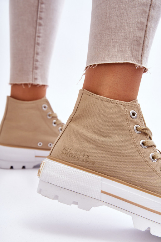 Grand  chaussures décontractées avec une plateforme Big Star LL274160 beige
