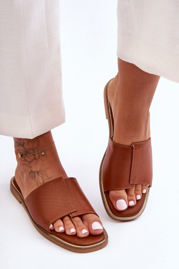 Pantoufles pour femmes Peau marron Harmony