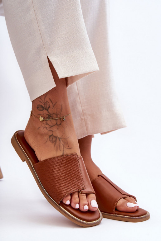 Pantoufles pour femmes Peau marron Harmony