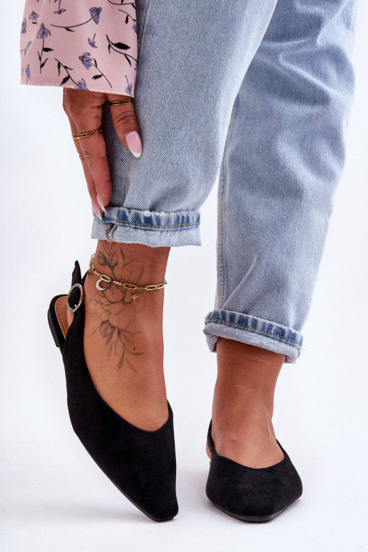 Féminin Ballerines en daim couleur noire Kenra