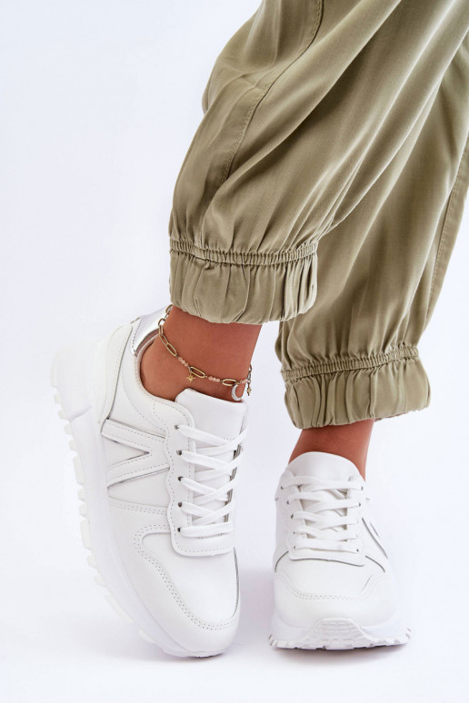 Peau Féminin baskets couleur blanche Kabama