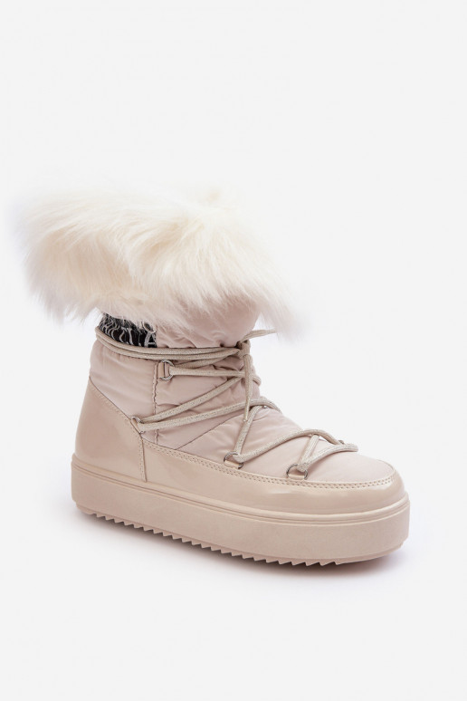 Féminin Bottes de neige avec des lacets couleur ivoire Santero