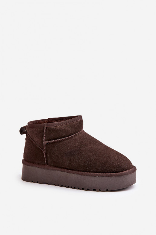 Peau en daim Bottes de neige avec une plateforme marron Nereviana