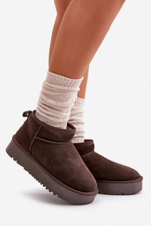 Peau en daim Bottes de neige avec une plateforme marron Nereviana