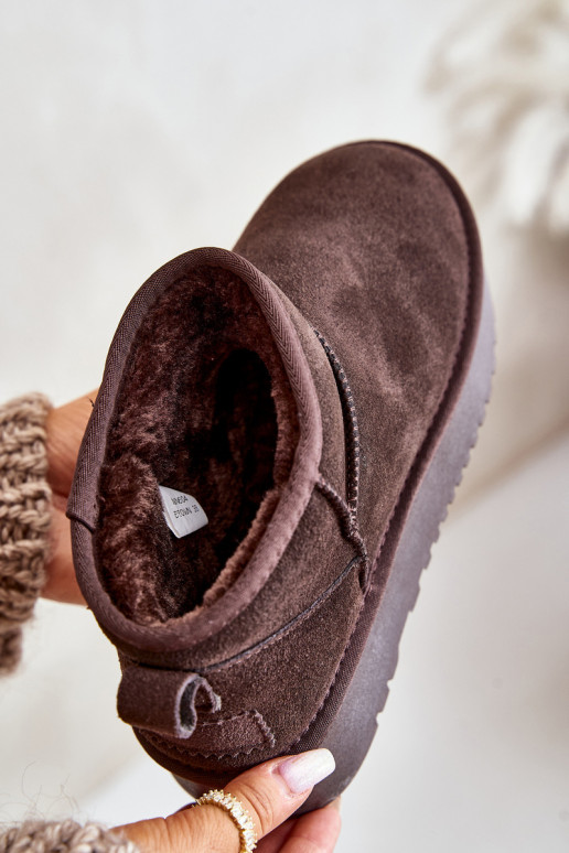 Peau en daim Bottes de neige avec une plateforme marron Nereviana