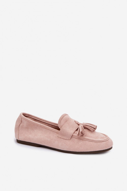 Mocassins rose clair avec franges Tai turirilisse