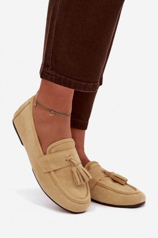Mocassins féminins avec des franges couleur jaune