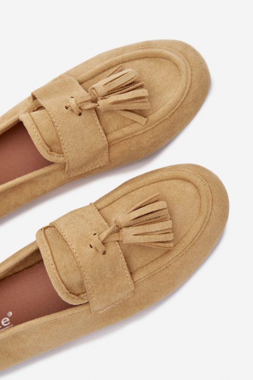 Mocassins féminins avec des franges couleur jaune