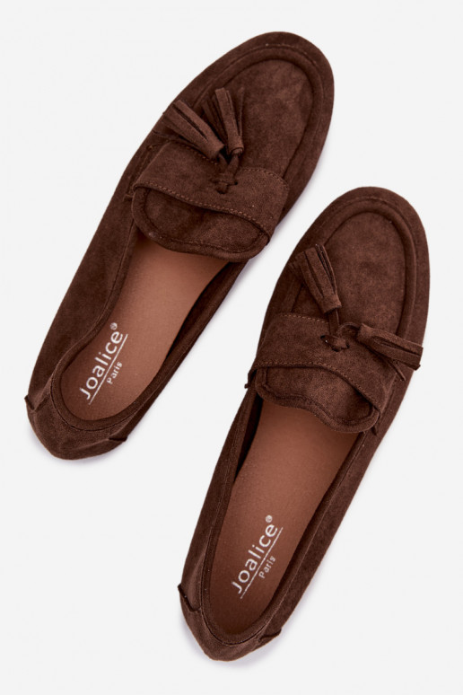 Mocassins féminins avec des franges couleur chocolat