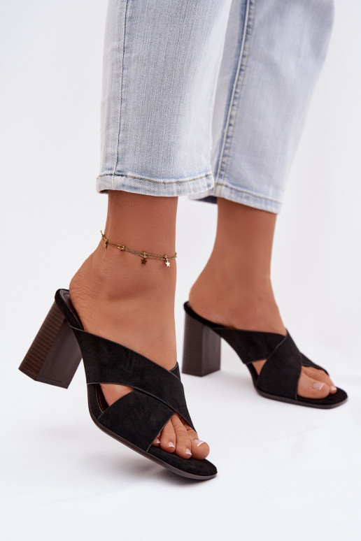 Pantoufles pour femmes avec des talons couleur noire Denessa