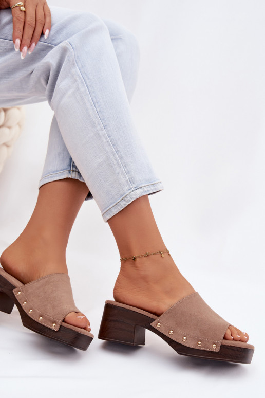 Pantoufles pour femmes Klocke Ze couleur doréemi Goujons beige Davessa