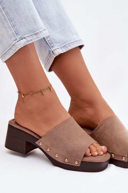 Pantoufles pour femmes Klocke Ze couleur doréemi Goujons beige Davessa