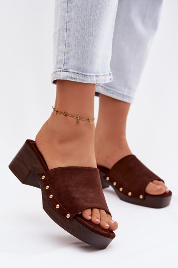 Pantoufles pour femmes Klocke Ze couleur doréemi Goujons CzekoladoÀe Davessa 2