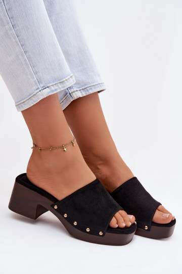 Chaussons mules pour femmes avec épingles dorées noir Davessa