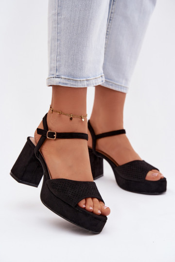 Sandales à talons hauts pour femmes en suède synthétique couleur noire Iserelle 2