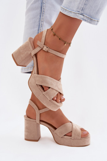 Sandales à talons hauts pour femme beige Janelia