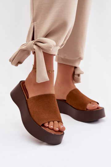 Mules pour femmes à plateforme couleur marron Liorisse