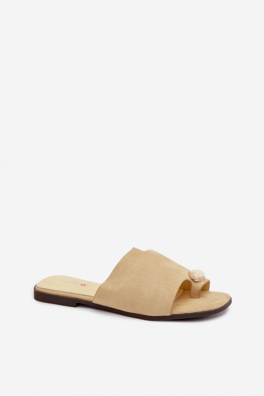 Chaussons Appartement pour femmes Avec des décorations Detalem en daim écologiqueoÀe couleur jaune Selavine