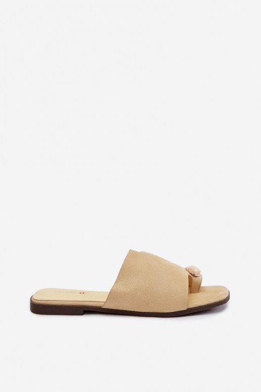 Chaussons Appartement pour femmes Avec des décorations Detalem en daim écologiqueoÀe couleur jaune Selavine