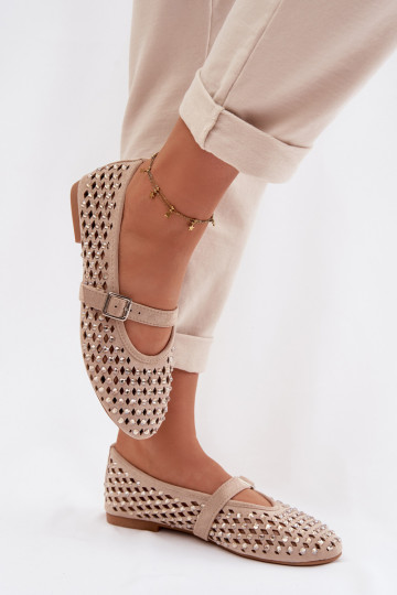 Ballerines Féminin avec des éléments ajourés avec des yeux qui clignotent I Bandesem beige DANSilvessa