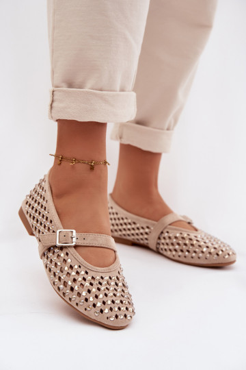 Ballerines Féminin avec des éléments ajourés avec des yeux qui clignotent I Bandesem beige DANSilvessa 2