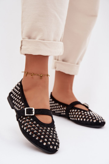 Ballerines Féminin avec des éléments ajourés avec des yeux qui clignotent I Bandesem couleur noire DANSilvessa