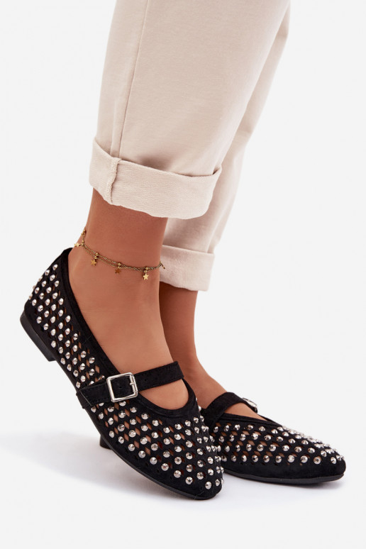 Ballerines Féminin avec des éléments ajourés avec des yeux qui clignotent I Bandesem couleur noire DANSilvessa