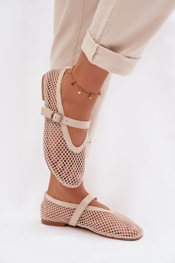 grille Ballerines avec des sangles couleur ivoire Pherina