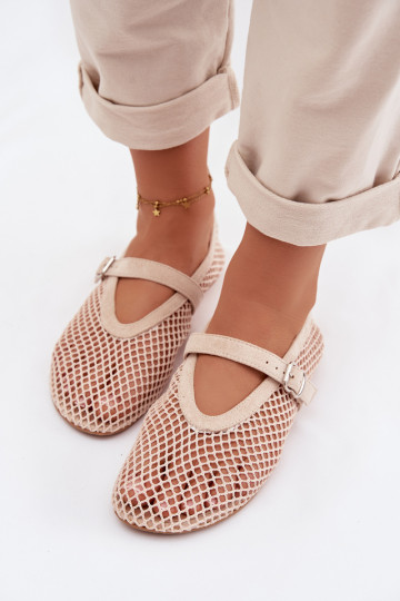 grille Ballerines avec des sangles couleur ivoire Pherina 2