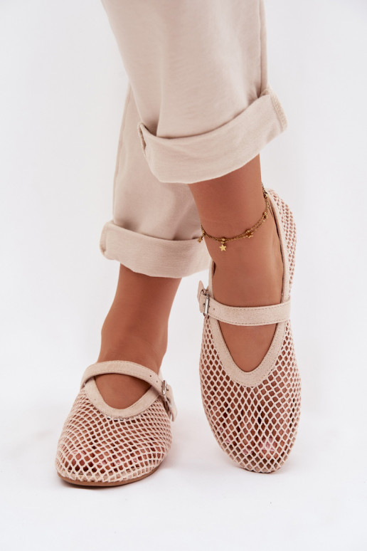 grille Ballerines avec des sangles couleur ivoire Pherina