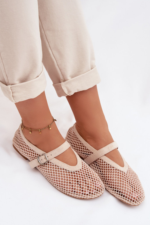 grille Ballerines avec des sangles couleur ivoire Pherina