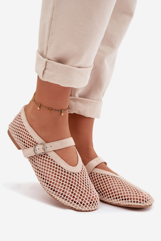 grille Ballerines avec des sangles couleur ivoire Pherina