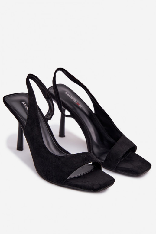 Sandales pour femmes avec des talons finsen daim écologiqueu couleur noire Calvoria