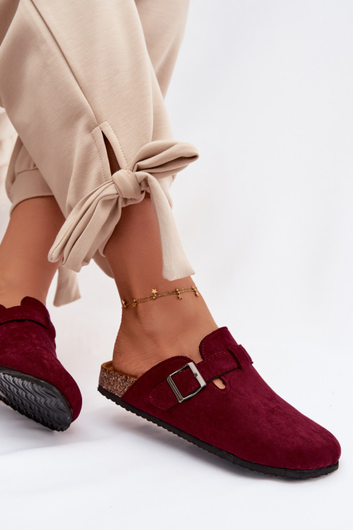 Chaussons Sabots Féminin avec boucles Bourgogne Delirisse