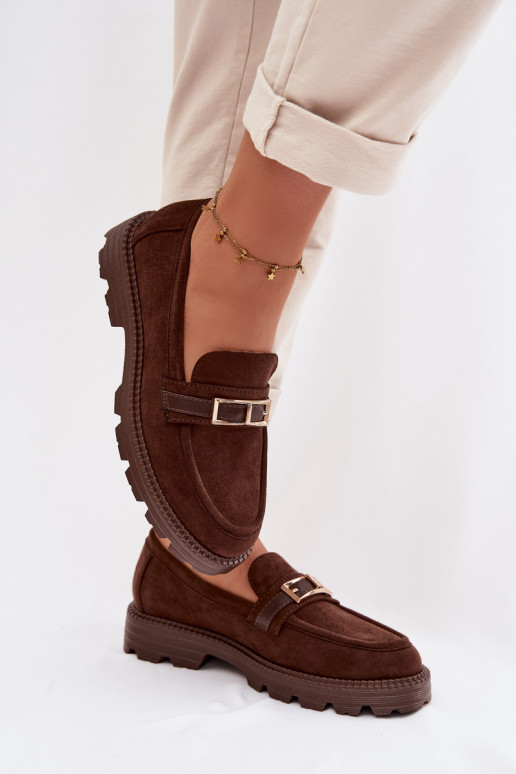 mocassins pour femmes avec boucles dorées CzekoladoÀe Mirelva