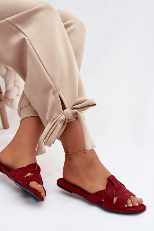 isocèle Pantoufles pour femmes avec des bandes Bourgogne Pavelle