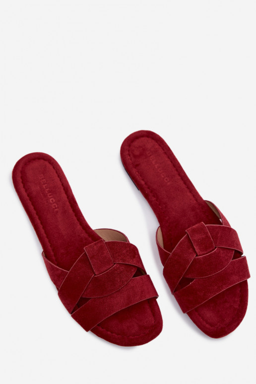 isocèle Pantoufles pour femmes avec des bandes Bourgogne Pavelle