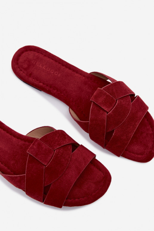 isocèle Pantoufles pour femmes avec des bandes Bourgogne Pavelle