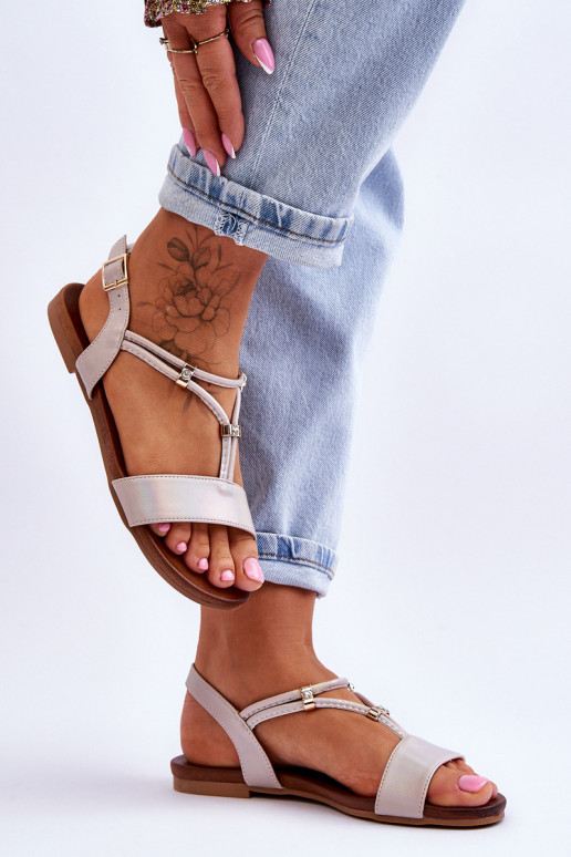 Sandales plates pour femmes S.Barski KV-541-120 couleur dorée