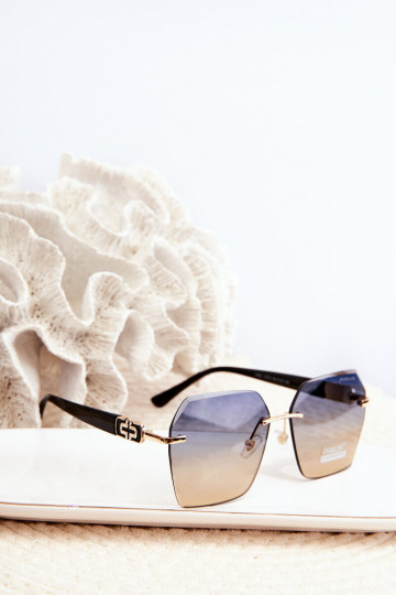 Des lunettes de soleil FémininFiltrem UV Noir et-couleur dorée