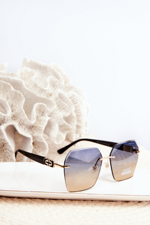 Des lunettes de soleil FémininFiltrem UV Noir et-couleur dorée